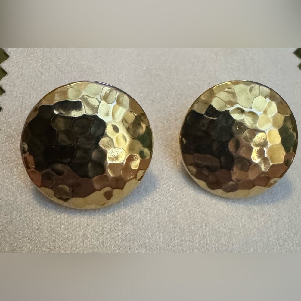Monet Gold Hammered Metal Earrings